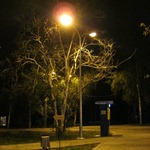 освещение парковой зоны светильниками ЖКУ на опоре с двойным оголовником